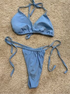 Light Blue Triangle String Bikini Set